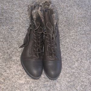 Brown zipper ankle boots